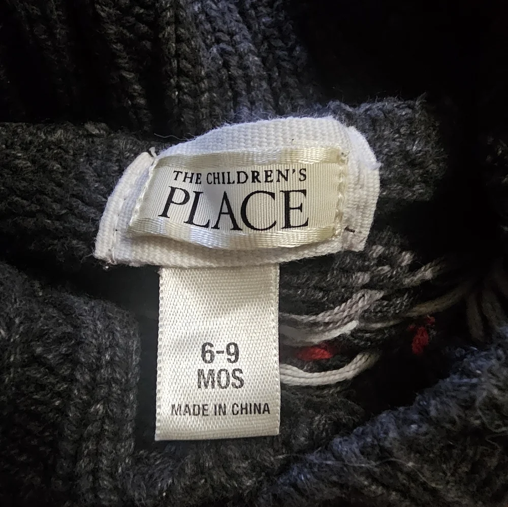 The Children's Place Fair Isle Sweater Shawl Neck Snowflake Striped Knit 6-9mos‎